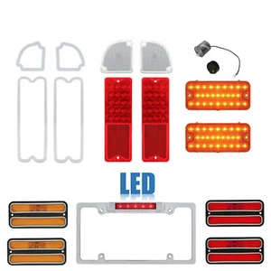 67-68 Chevy GMC Truck LED Red Amber Tail Marker Park License Light Lenses Set NH - Picture 1 of 11