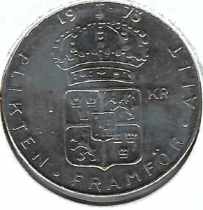 1973 Sweden One Krona Gustaf VI Coin (#3) - Picture 1 of 2