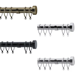 Speedy 28mm Stud End Cap Fixed Complete Curtain Pole Set - 4 Colours - Picture 1 of 5