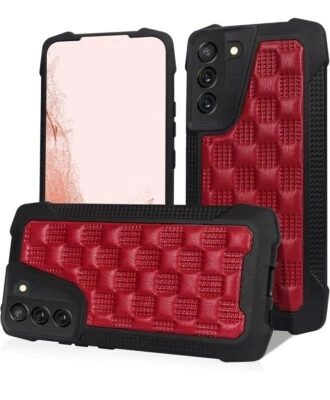 For Samsung Galaxy S22 Leather Red Case Fashoin Case Leather Pattern Cover ! - Image 1 of 4