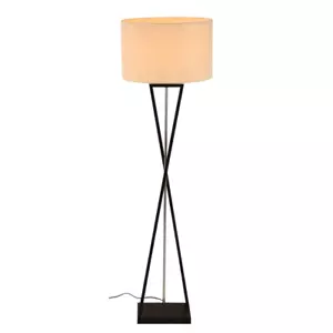 Nordische Art Deco Stehlampe Schwarz Nickel Flachs TEKLED - Bild 1 von 8