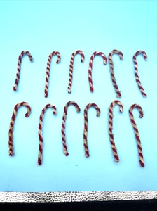 12 Vintage Chenille Candy Canes Christmas Ornaments 4.5" True Vtg - Picture 1 of 6