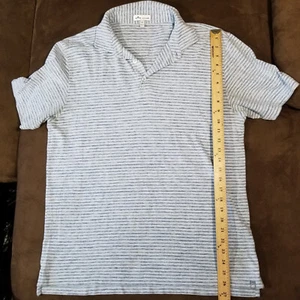 PETER MILLAR POLO SHIRT LIGHT BLUE AND GRAY STRIPES MEDIUM - Picture 1 of 15