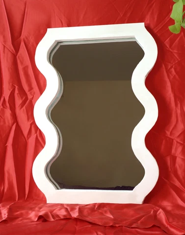 White Wavy Mirror Handmade, Wavy Mirror, White Mirror, Curvy Mirror - NEW Cover