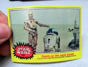 1977 Star Wars Sammelkarte gelbe Serie #143 Droiden auf dem Sandplaneten - Bild 1 von 2
