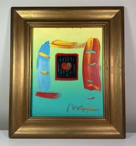 Heart Suite Peter Max Signed Colorful Original Painting Acrylic On Panel Framed - Picture 1 of 16