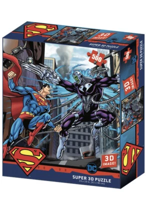 Superman Vs Electro DC 500 Piece Prime 3D Jigsaw Puzzle 24x18 Inch New Sealed - Image 1 of 4