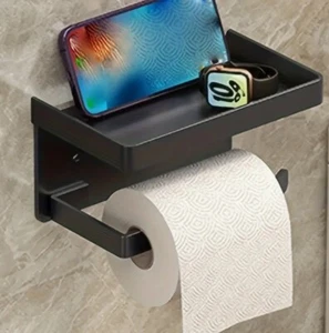 PORTARROLLOS PAPEL HIGIENICO - ACERO - CON BANDEJA - Imagen 1 de 4