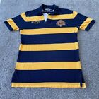 Polo Ralph Lauren Polo Rugby Shirt Mens Small Yellow Blue Stripe Pony Crest Logo