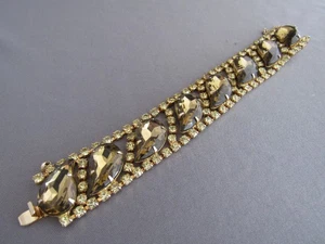 PULSERA TENIS ANCHA VINTAGE JULIANA ENORME GRUESA AMARILLA GRIS ESTRÁS - Imagen 1 de 5