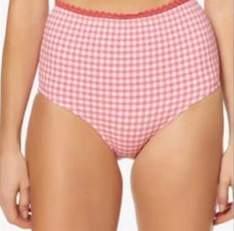 Pantalones de bikini Jessica Simpson M rosa y blanco SSNI18770 estampados cintura alta 86512 Foto 1 de 2