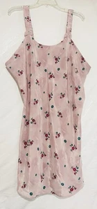 Vintage Schlupfkleid Dessous 2x rosa Blumen Satin Y2K 90er flüssig Midi Schleifen - Bild 1 von 13