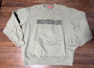 Supreme Shattered Logo Crewneck Sweatshirt Light Olive Size XL Great Condition - Picture 1 of 8