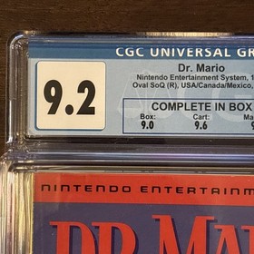 Dr. Mario Nintendo NES 1990 CIB CGC 9.2 Graded Classic Retro Puzzle Video Game
