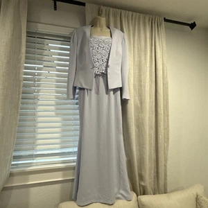 Daymor Couture Light Blue Full Length Formal Gown & Jacket Size 8 Two Piece - Picture 1 of 10