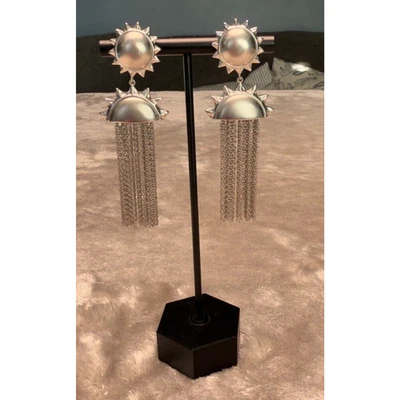 Brincos de corrente Kendra Scott Sienna Sun Statement tom prata natureza boho - Imagem 1 de 4