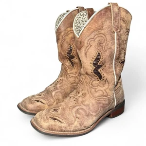 Botas occidentales Laredo 5661 para mujer 11M cuero envejecido tachonado punta cuadrada - Imagen 1 de 8