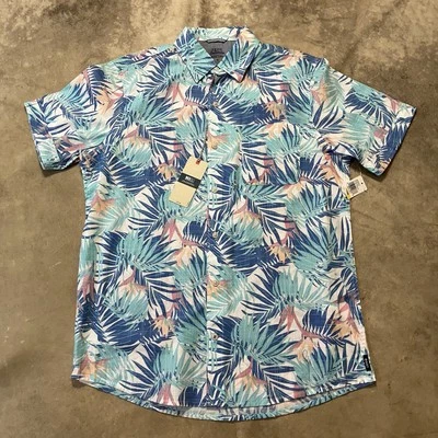 IZOD Shirt Mens Size Medium Saltwater Blue Floral Hawaiian Button-Down Relaxed - Image 1 of 4