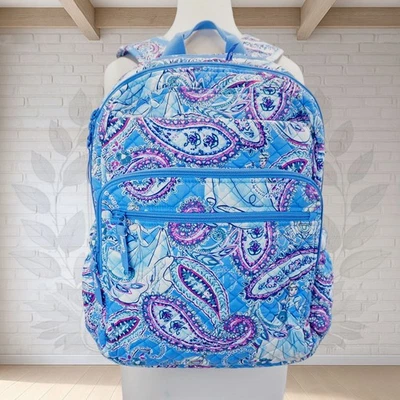 ❤️ vera bradley Disney Cinderella Paisley XL Campus Backpack Blue Grand - Image 1 of 4