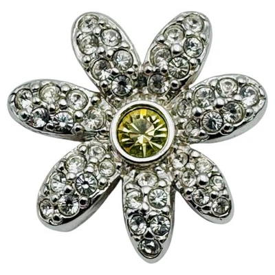 Broche prendedor vintage de cristal de Swarovski con flor de margarita FIRMADO RARO Foto 1 de 4