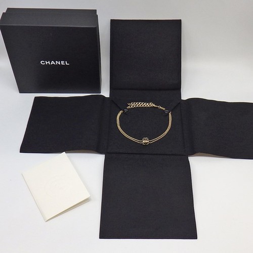 Collana CHANEL Coco Mark 2022 doppia catena resina nera GP 14 8g con scatola