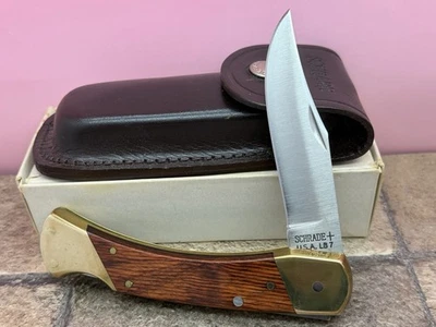 Cuchillo SCHRADE EE. UU. Tío Henry Pata de Oso LB7 Antiguo Stock Años 80 Caja de Bloqueo Funda Foto 1 de 4