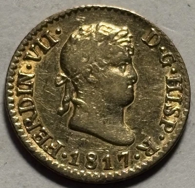 Moneda de Oro Escudo 1817 1/2 GJ — España Fernando VII Foto 1 de 3