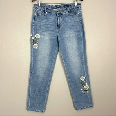 Pantalones de mezclilla J. Jill bordados de fin de semana de pierna recta para mujer talla 12 Tencel elásticos Foto 1 de 4