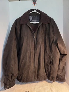 Weather Report by Weatherproof Size Large Full Zip Suede Leather Jacket 4 Pocket - Picture 1 of 4
