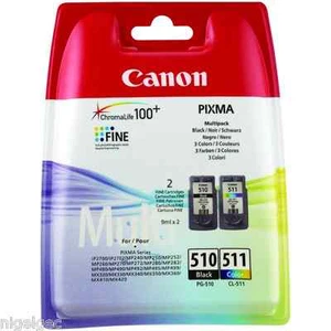 1X BLACK + COLOUR PG-510 CL511 PIXMA MX340 MX350 IP2702 Original Ink Cartridges  - Picture 1 of 1