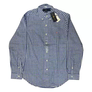 Ralph Lauren Poplin Blue Check Classic Fit Men's NWT Free Shipping - Picture 1 of 4