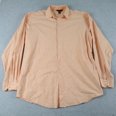 Camisa Nyne Para Hombres XLT Alta Informal Abotonada Naranja Diagonal Cuadros Manga Larga Foto 1 de 4