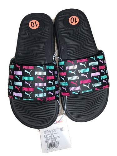 Sandali PUMA donna taglia 10 logo cool gatto sportivi sportivi slide nero rosa acqua