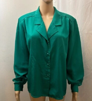 Blusa COUNTRY SOPHISTICATES By Pendleton De Colección Años 80 Para Mujer 18* Verde Abotonada Foto 1 de 4