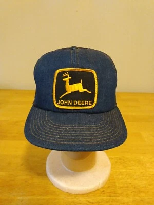 Gorra de camionero parche trasero a presión de malla de mezclilla John Deere vintage hecha en EE. UU. Foto 1 de 4