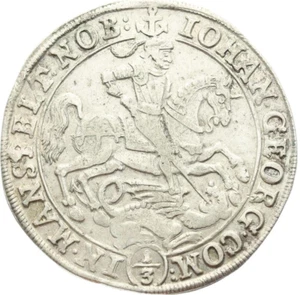 Mansfeld Aunc 1669 Aunc Sliver 1/3 Thaler Rider St. George Dragon 33mm Germany - Picture 1 of 11