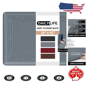 Beveled Edges Non-Slip Grey Kitchen Mat - 20" x 42" for Maximum Safety & Comfort - Picture 1 of 11