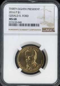 2016-P Gerald Ford Dollar NGC MS68 Business - 38th U.S President - Picture 1 of 2
