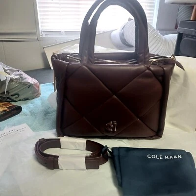 Cole Haan Grand Series Quilted Tote Bag Bloodstone Wine Crossbody New - Image 1 of 4