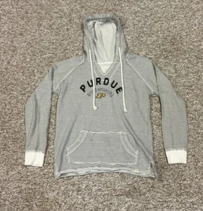 Purdue Boilermakers Logo NCAA Blue 84 Women's Striped Hoodie Sweatshirt - Sz M - Picture 1 of 6