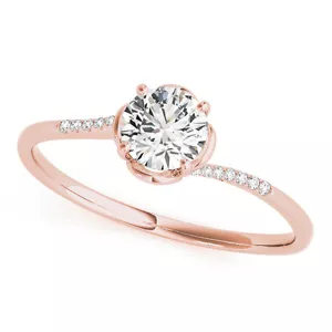 1/3 Karat zierlicher runder Diamantring mit Blumenwirbel in Rotgold - Bild 1 von 4