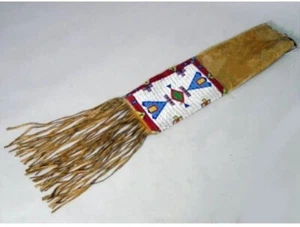Bolsa de cuero con cuentas de gamuza con cuentas de tabaco nativo indio, bolsa de pipa de tabaco para ocultar - Imagen 1 de 1