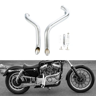 Escape de doble tubo cromado apto para Harley Touring Road King Softail Sportster Foto 1 de 4