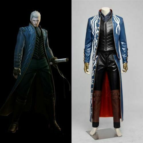  Adult Vergil DMC 5 Cosplay Jacket Men Virgil Coat