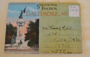 Vintage BALTIMORE MD Souvenir Folder PostCard Booklet w 18 Pictures  - Picture 1 of 9