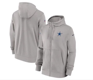 Dallas Cowboys Nike Sideline Club Performance Sudadera con Capucha Cremallera Completa - Gris - Imagen 1 de 3