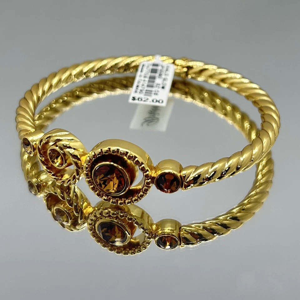 Brazalete Brighton Halo Brillante Bisagras Tono Dorado Cristal JF0080 NUEVO CON ETIQUETAS $62 Foto 1 de 4