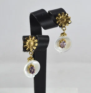 ORECCHINI IN ARGENTO 925 CON GOCCE DI AMETISTA E MADREPERLA  AGHT 0922 - Foto 1 di 3