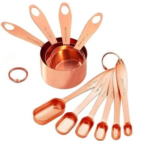 10-Piece Copper Measuring Cups and Spoons Set Stainless Steel Heavy Duty Rose - Picture 1 of 9
