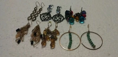 6 brincos de vidro cristal CZ strass citrino ouro tom prata ganchos alavanca traseira - Imagem 1 de 4